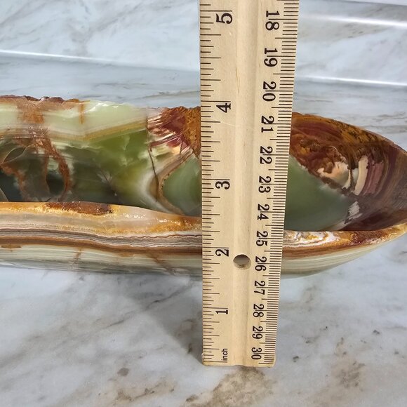 Green Onyx decorative tray, catchall dish, entry way stone bowl, holiday gift - Picture 5 of 11